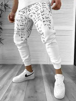 Pantaloni de trening albi conici 172 imagine