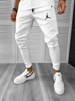 Pantaloni de trening albi conici silon 12361 N1-4.3 imagine