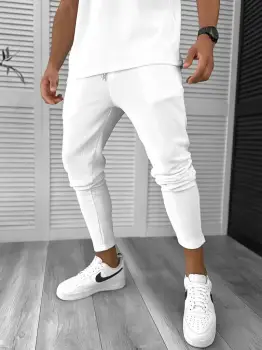 Pantaloni de trening barbati slim fit alb 8206 imagine
