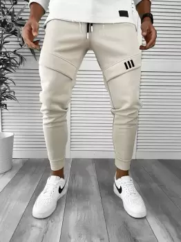 Pantaloni de trening bej conici 12259 Y10-1 imagine