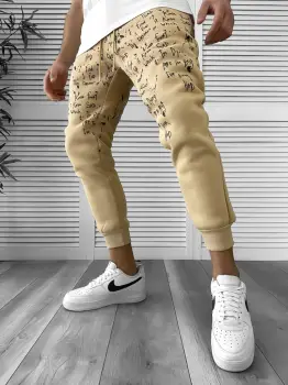 Pantaloni de trening bej conici 172 imagine