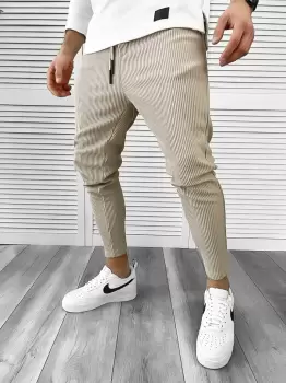 Pantaloni de trening bej conici 971 imagine