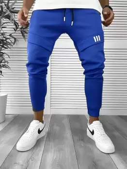 Pantaloni de trening bleu conici 12259 imagine