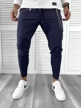 Pantaloni de trening bleumarin conici 12108 imagine