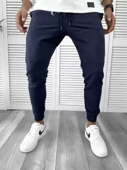 Pantaloni de trening bleumarin conici 12110 imagine