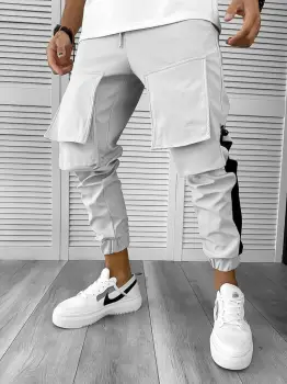 Pantaloni de trening cargo gri conici 12502 imagine