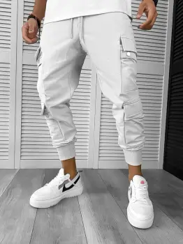 Pantaloni de trening cargo gri conici 12506 imagine