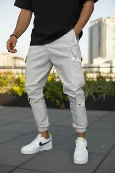 Pantaloni de trening cargo  gri  conici Y201 imagine