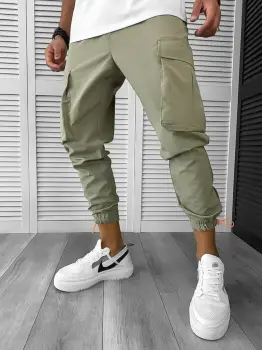 Pantaloni de trening cargo kaki conici Y410 imagine
