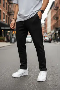 Pantaloni de trening cargo  negri  conici k081 P20-3.3 imagine