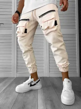 Pantaloni de trening cargo roz conici Y256 33-3 imagine