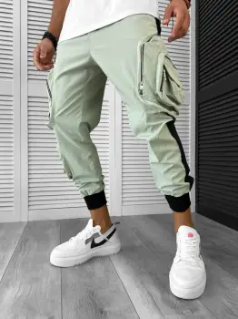 Pantaloni de trening cargo verzi conici Y512 14-4 imagine