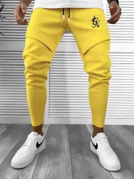 Pantaloni de trening galbeni silon conici 12374 imagine