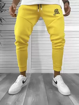 Pantaloni de trening galbeni silon conici 12376 imagine