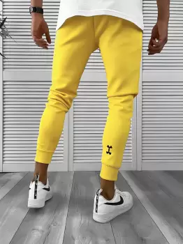 Pantaloni de trening galbeni silon conici 12379 imagine
