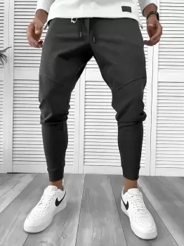 Pantaloni de trening gri conici 12107 imagine