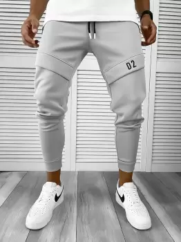 Pantaloni de trening gri conici 12180 imagine