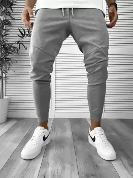 Pantaloni de trening gri conici 12355 P81-7 imagine