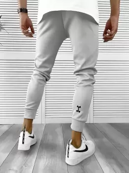 Pantaloni de trening gri silon conici 12379 imagine