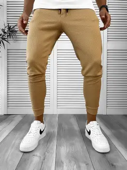 Pantaloni de trening maro conici 12205 imagine