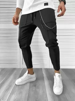 Pantaloni de trening negri conici 10142 imagine