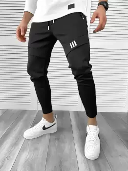 Pantaloni de trening negri conici 10230 imagine
