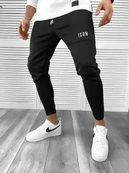 Pantaloni de trening negri conici 10235 imagine