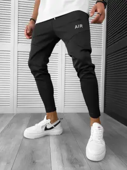 Pantaloni de trening negri conici 10237 Y19 imagine