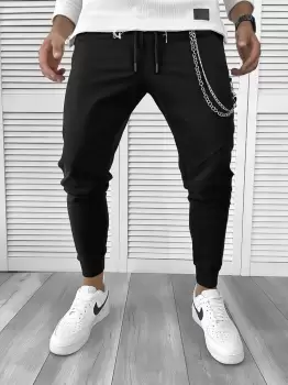 Pantaloni de trening negri conici 12111 imagine