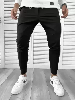 Pantaloni de trening negri conici 12112 imagine