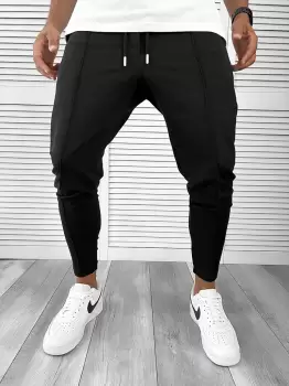 Pantaloni de trening negri conici 12166 imagine
