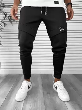 Pantaloni de trening negri conici 12180 105-3 imagine