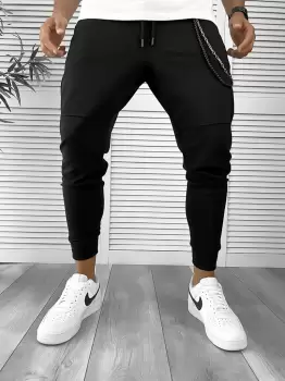 Pantaloni de trening negri conici 12237 O1-3 imagine