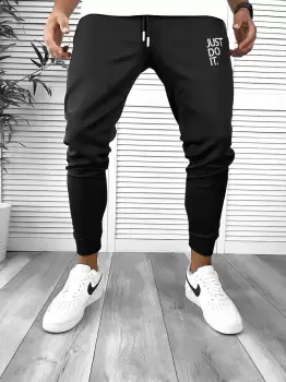 Pantaloni de trening negri conici 12362 imagine