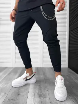 Pantaloni de trening negri conici 13038 S7-4 imagine