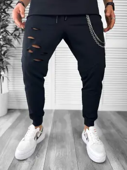 Pantaloni de trening negri conici 13039 O4-1.2* imagine