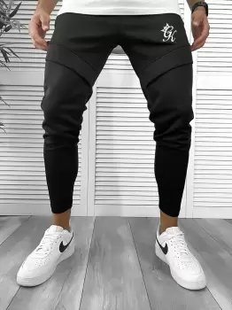 Pantaloni de trening negri silon conici 12374 imagine