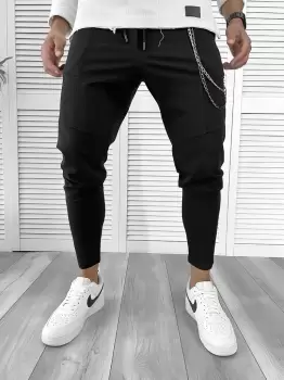 Pantaloni de trening negru conici 12108 imagine