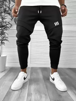 Pantaloni de trening negru conici 12259 imagine