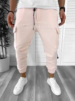 Pantaloni de trening roz pudra conici K020 D6-5.2 imagine