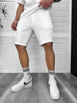 Pantaloni de trening scurti albi 8207B imagine