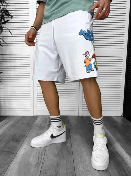 Pantaloni de trening scurti albi  cu imprimeu Y240 O3-2.1 imagine