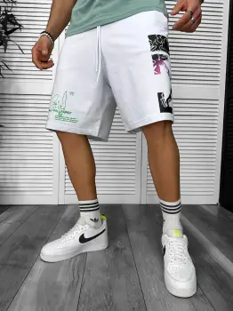 Pantaloni de trening scurti albi   cu imprimeu Y243  O3-7 imagine