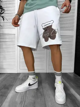 Pantaloni de trening scurti albi   cu imprimeu Y245  O3-1.3 imagine