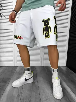 Pantaloni de trening scurti albi   cu imprimeu Y246  N2-5.2 imagine