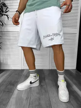 Pantaloni de trening scurti  albi  cu imprimeu Y250 D3-4.2 imagine