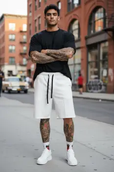 Pantaloni de trening scurti  albi P200 35-3.3 imagine