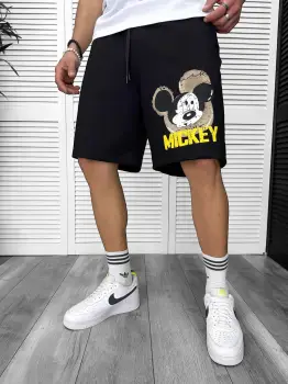 Pantaloni de trening scurti negri   cu imprimeu Y241 O2-2.3 imagine