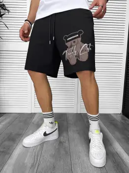 Pantaloni de trening scurti negri  cu imprimeu Y245  O3-1.3 imagine