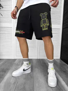 Pantaloni de trening scurti negri  cu imprimeu Y246  N6-5.3 imagine